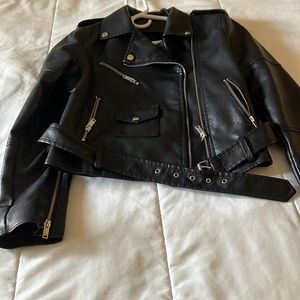 shein black fake leather jacket (we are vegan here)